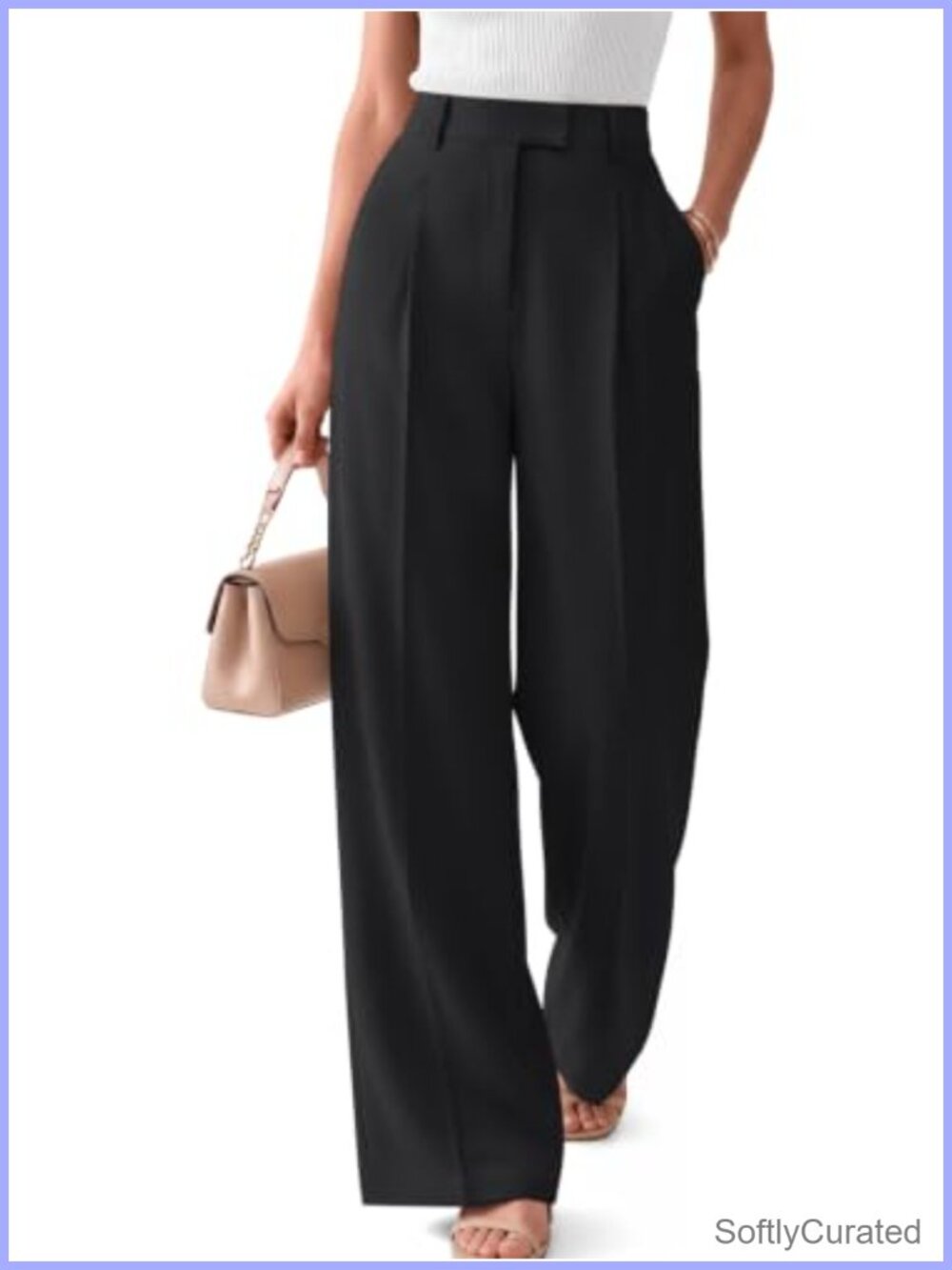 Women's Pleated Wide Leg Stretch Dress Pants Work Business Casual Trousers